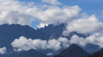 Clouds over Mt. Kinabalu peaks.
