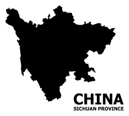 Vector Flat Map of Sichuan Province with Name - obrazy, fototapety, plakaty