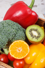 Fresh fruits and vegetables as source minerals and vitamins. Diet, slimming and healthy nutrition concept