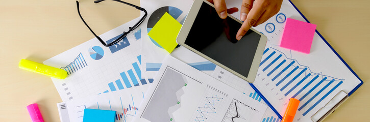 Close up businessman using calculator on documents Unrecognizable finance  use calculate about cost at office