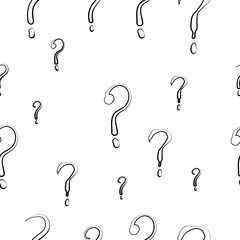 Fototapeta premium Seamless pattern with hand drawn questions marks doodle vector