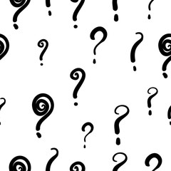 Seamless pattern with hand drawn questions marks doodle vector