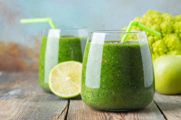 Green fresh healthy smoothie. diet detox concept.