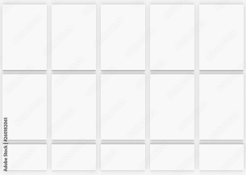 Poster 3d rendering. modern design white rectangular square shape pattern wall background.