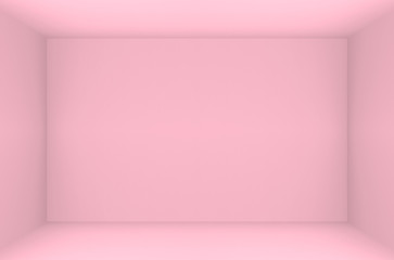 3d rendering. empty Sweet Pink color rectangle cube box corner wall background.