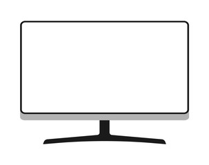 Thin monitor frame vector with blank white screen isolated