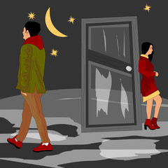 The girl is sad, the guy left home