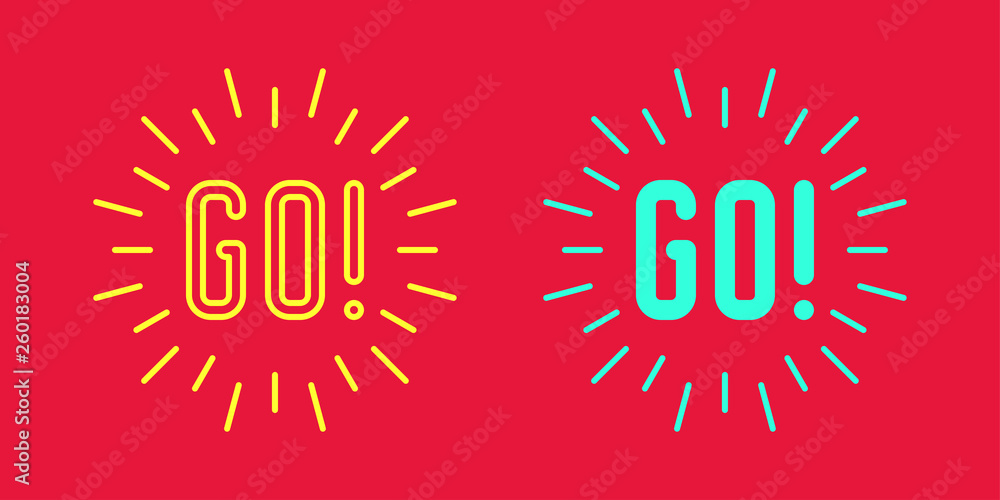 Poster icon set slogan of call to action go. vector