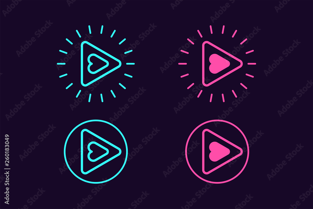 Poster icon set of play button. vector sign, ui element