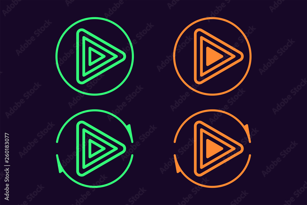Poster icon set of play button. vector sign, ui element