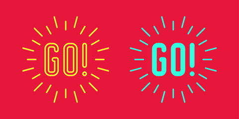 Icon set Slogan of call to action GO. Vector