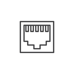 Ethernet port socket line icon. linear style sign for mobile concept and web design. LAN network port outline vector icon. Symbol, logo illustration. Pixel perfect vector graphics - obrazy, fototapety, plakaty
