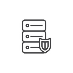 Fototapeta premium Database server security line icon. Data protection linear style sign for mobile concept and web design. Server shield outline vector icon. Symbol, logo illustration. Pixel perfect vector graphics