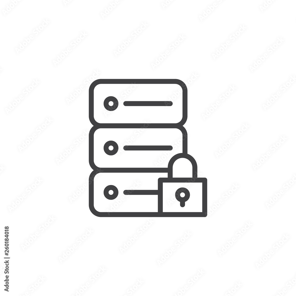 Poster database security protection line icon. linear style sign for mobile concept and web design. data se