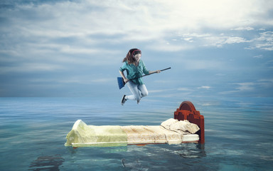 Careless woman in the ocean