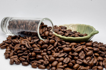 Coffee beans on white background