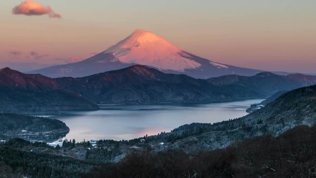 なごり雪の箱根大観山から紅富士Timelapse-DFズーム版