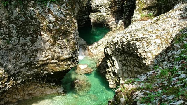 Martvili Canyon  in Imereti, Georgia. Located on mountain river Abasha ot far from Kutaisi.