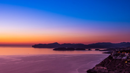 Bluish sunset in the waters of Mallorca