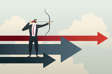 Businessman aiming at goals successful objective and strategy, Concept business illustration vector