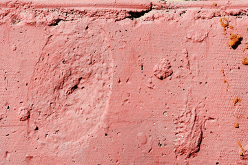 Pink color painted brick wall close up. Brick wall texture background