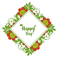 Vector illustration drawing flower frame for greeting card happy day