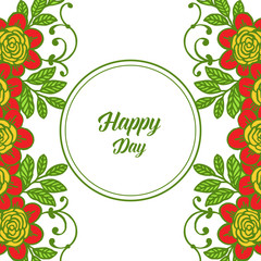 Vector illustration writing happy day with purple flower frame