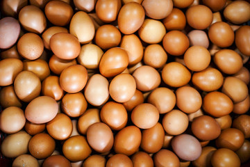 a lot of eggs are stacked together.