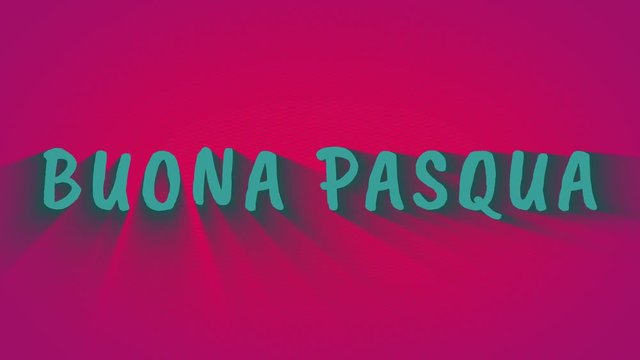 Animation bouncing letters with shadows. 'Buona Pasqua'. Happy Easter in italian language. Blue text on pink background