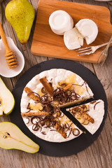 Ricotta and pear cheesecake.
