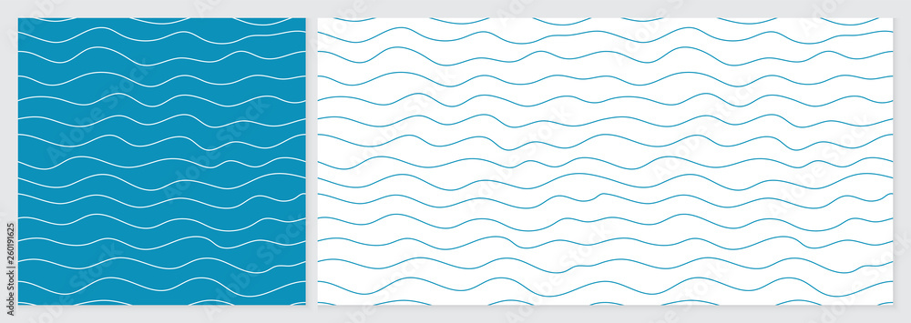 Wall mural wave pattern seamless abstract background. lines wave pattern with blue and white colors. summer vec