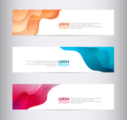 Abstract horizontal geometric design banners with wavy shapes