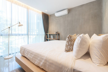 real Luxury Interior design in bedroom with light and bright space in the house or home