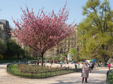 le parc Monceau au printemps &agrave; Paris