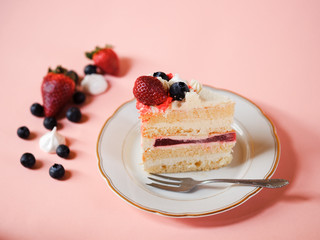 Strawberry cake. Home made desserts.