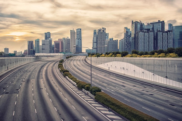 Business district in Singapore City