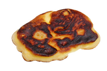The first ugly  burning black pancake concept isolated macro