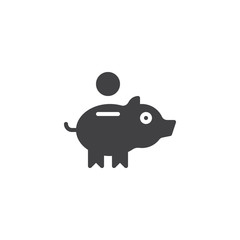 Piggy bank and coin vector icon. filled flat sign for mobile concept and web design. Piggy money box glyph icon. Money savings symbol, logo illustration. Pixel perfect vector graphics
