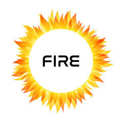 Hot fire decoration elements collection. Circle frame.