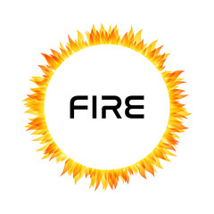 Hot fire decoration elements collection. Round frame.