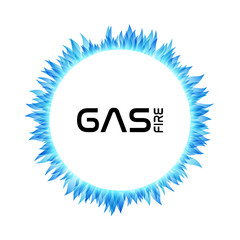 Gas fire decoration elements collection. Round frame.