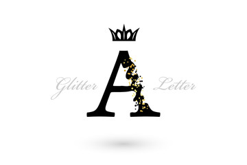 Luxury A letter. Vector emblem with character element and golden dotted decoration