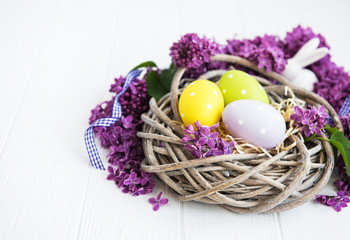 Nest with easter eggs