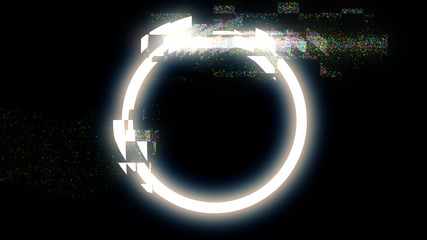 Glitch, circle with transmission problem, grain, errors and distortions