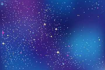 Night sky with stars. Vector abstract background in blue, purple and violet colors. Space galaxy colorful illustration.
