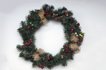 Christmas wreath on a solid background