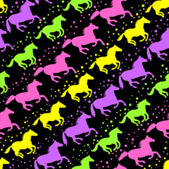 Seamless pattern with horses for kids
