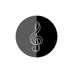 Treble clef black button, icon or logo