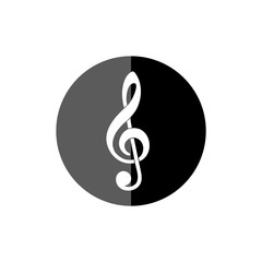 Fototapeta premium Treble clef black button, icon or logo