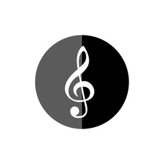 Treble clef black button, icon or logo